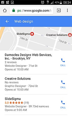 Google Maps App List View