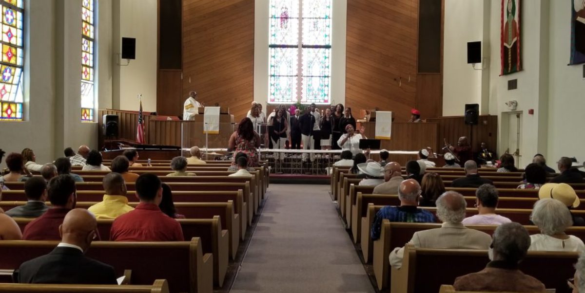 Inside taylor church Sunday service